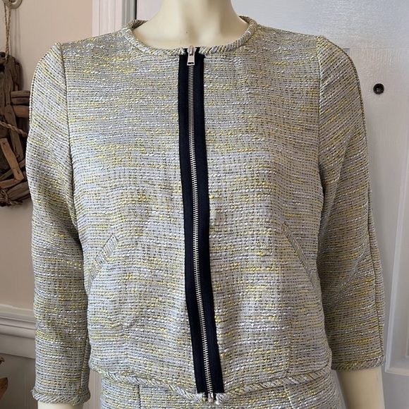 Rachel Roy Set Gray Ribbed Tank w/ Tweed Skirt Dress & Zip Up Tweed Jacket S - Picture 9 of 16